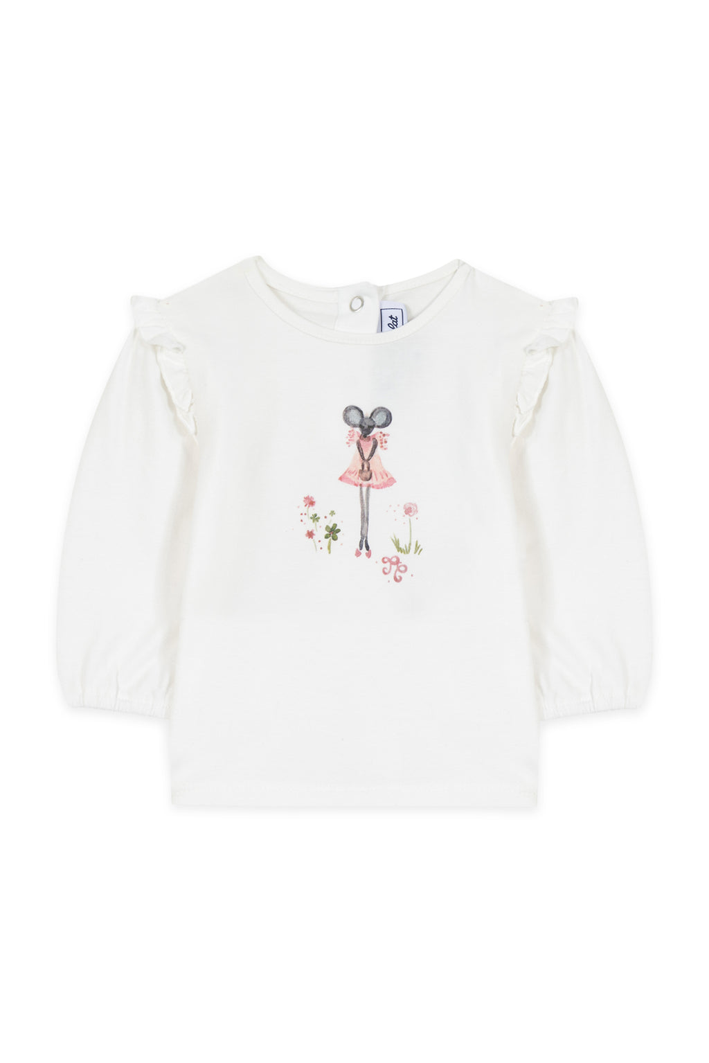 T-shirt - Ecru Bloem kleine muis