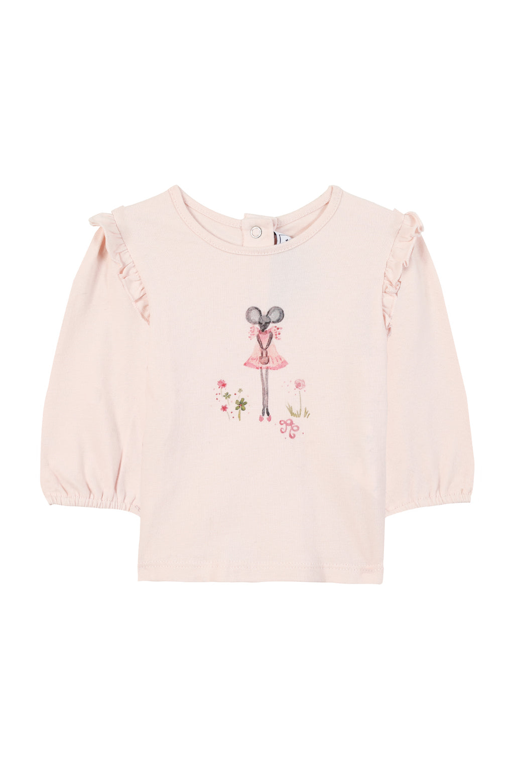 T -Shirt - Blassrosa Blume kleine Maus