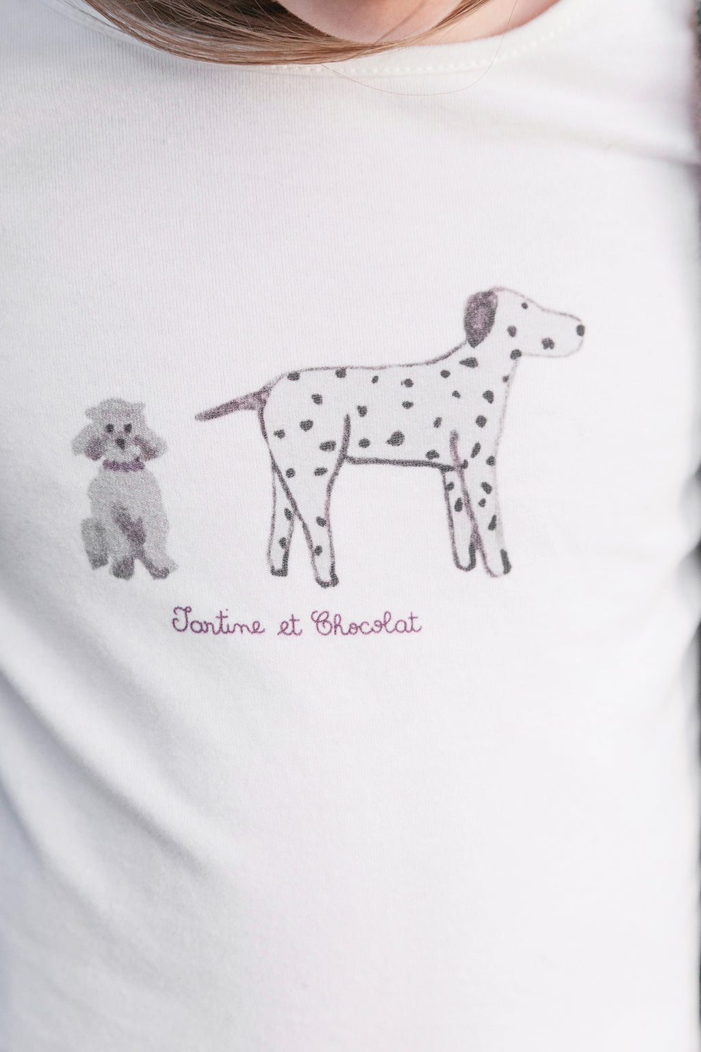 Camiseta - Ilustración perros de berenjena