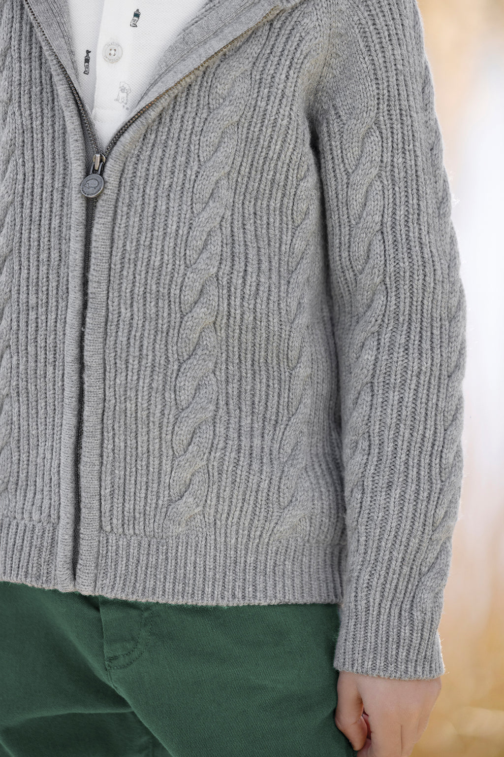 Cardigan - Grey China Knitwear Cable