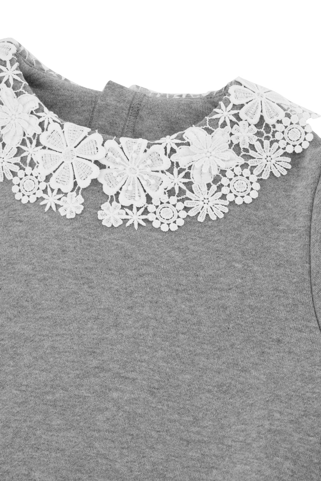 Sweat - Gris clair col galon broderie