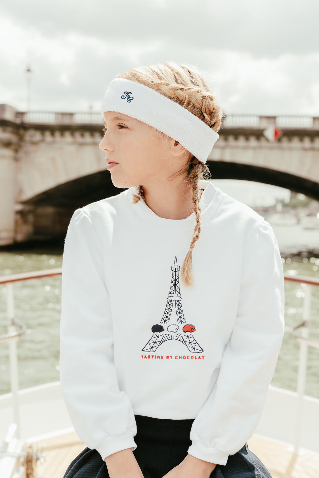 Sweatshirt - Weiss Eiffelturm Illustration