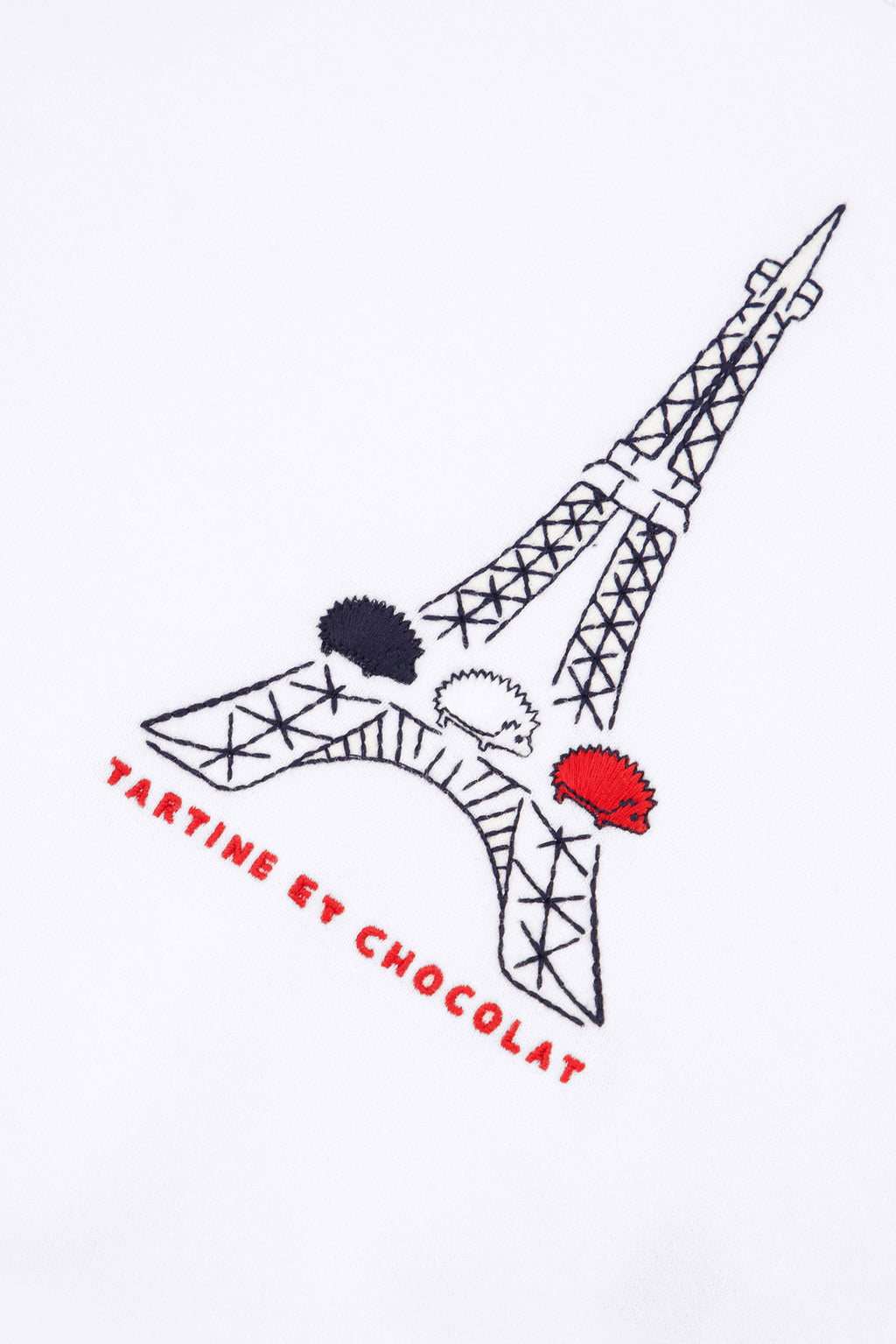 Sweatshirt - White Eiffel Tower Illustration