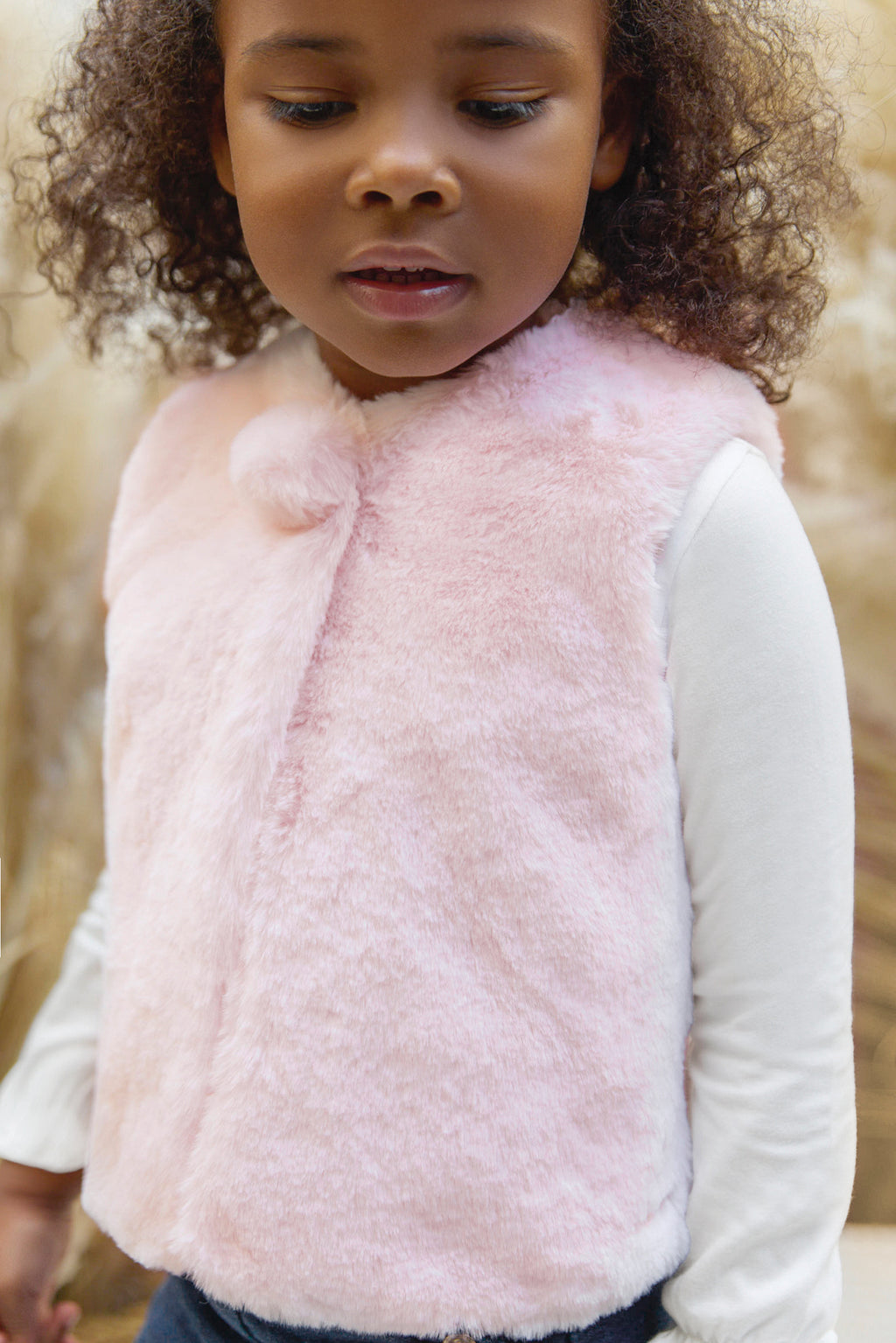 Gilet - Rose pale Imitation fourrure