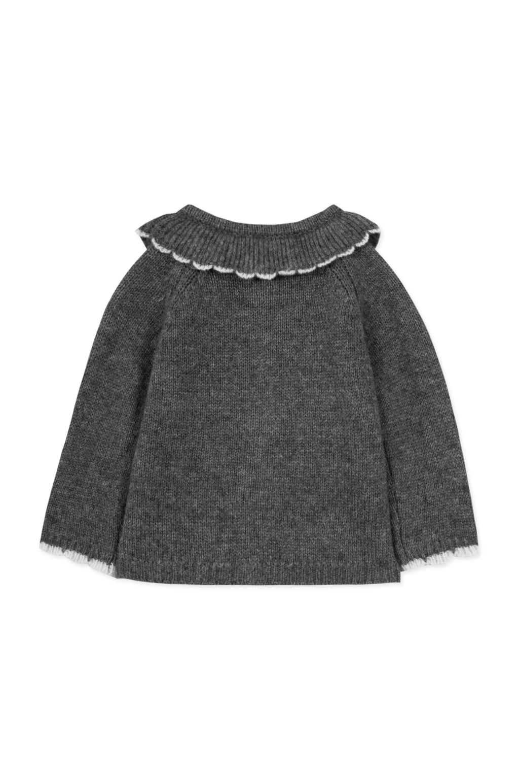 Cardigan - Grey China Ruffled collar