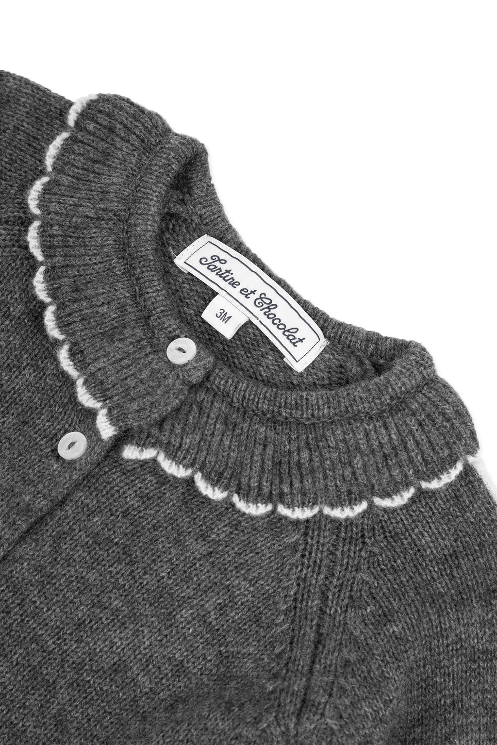 Strickjacke - Grau China Rüschenkragen