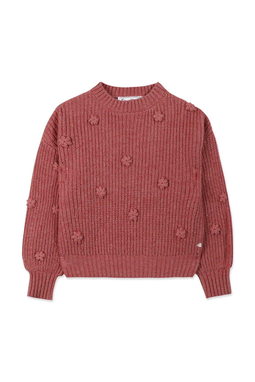 Pull - Framboise broderie fleurie