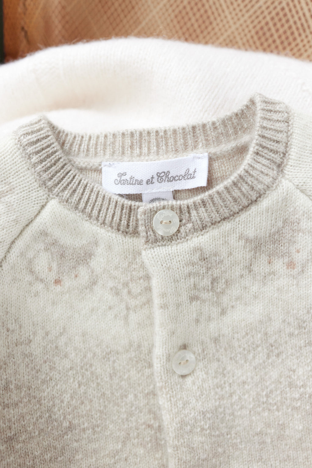 Cardigan - Beige jacquard