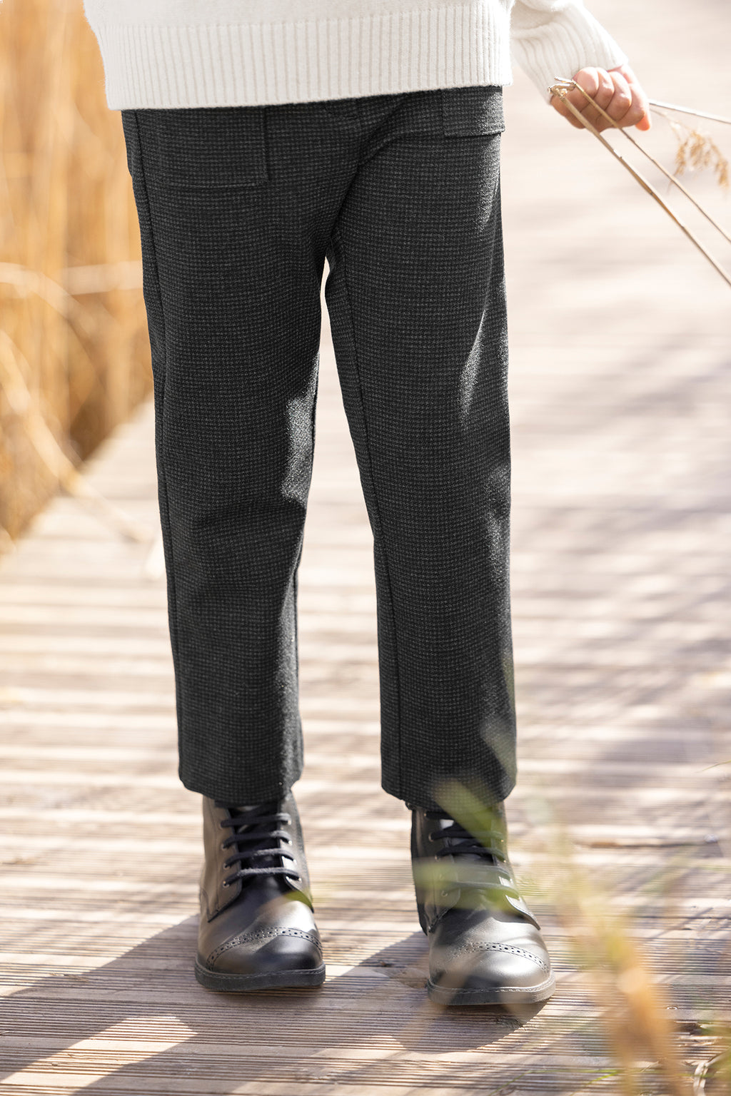 Trousers - Grey anthracite Puppytooth