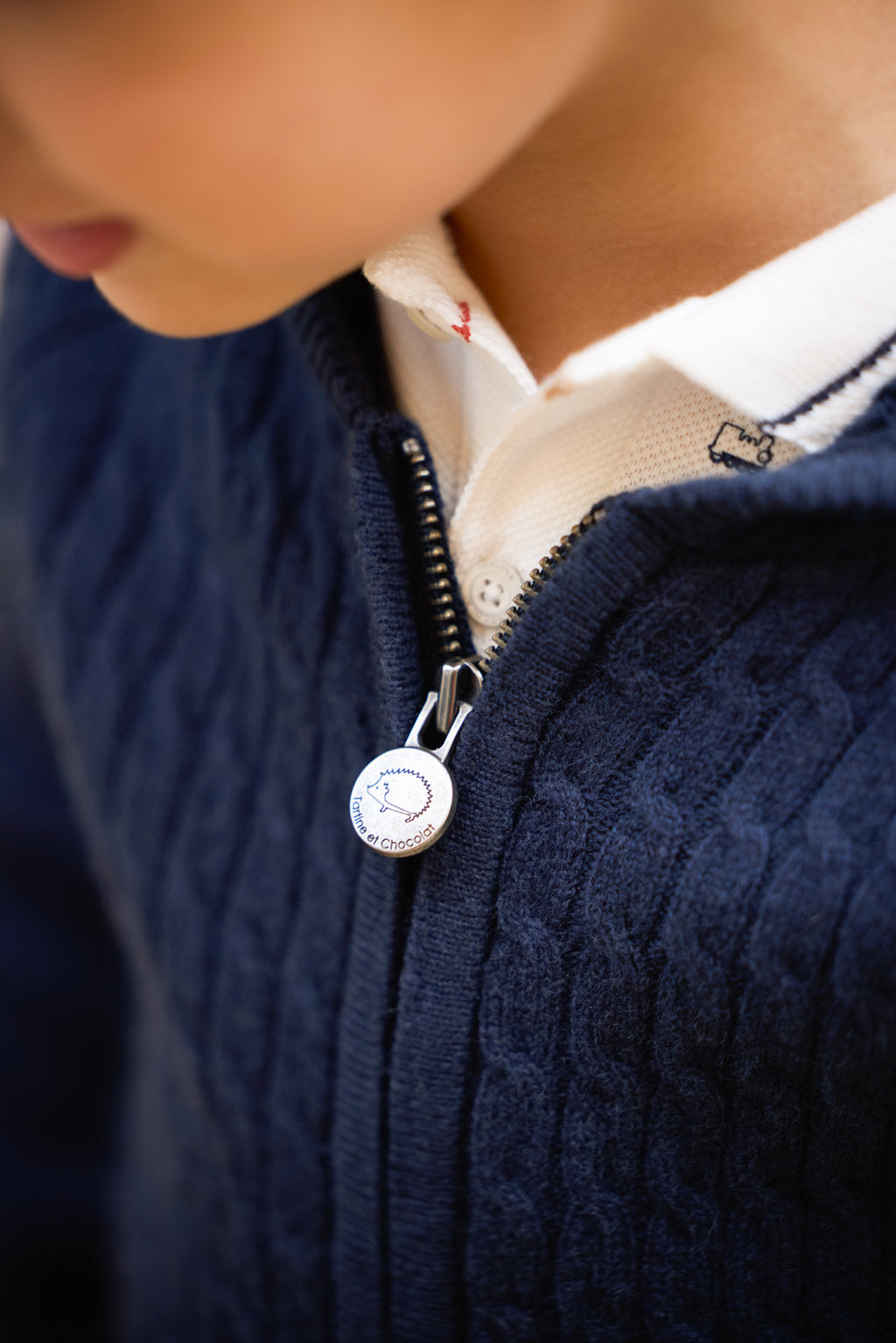 Cardigan - Navy Knitwear Cable