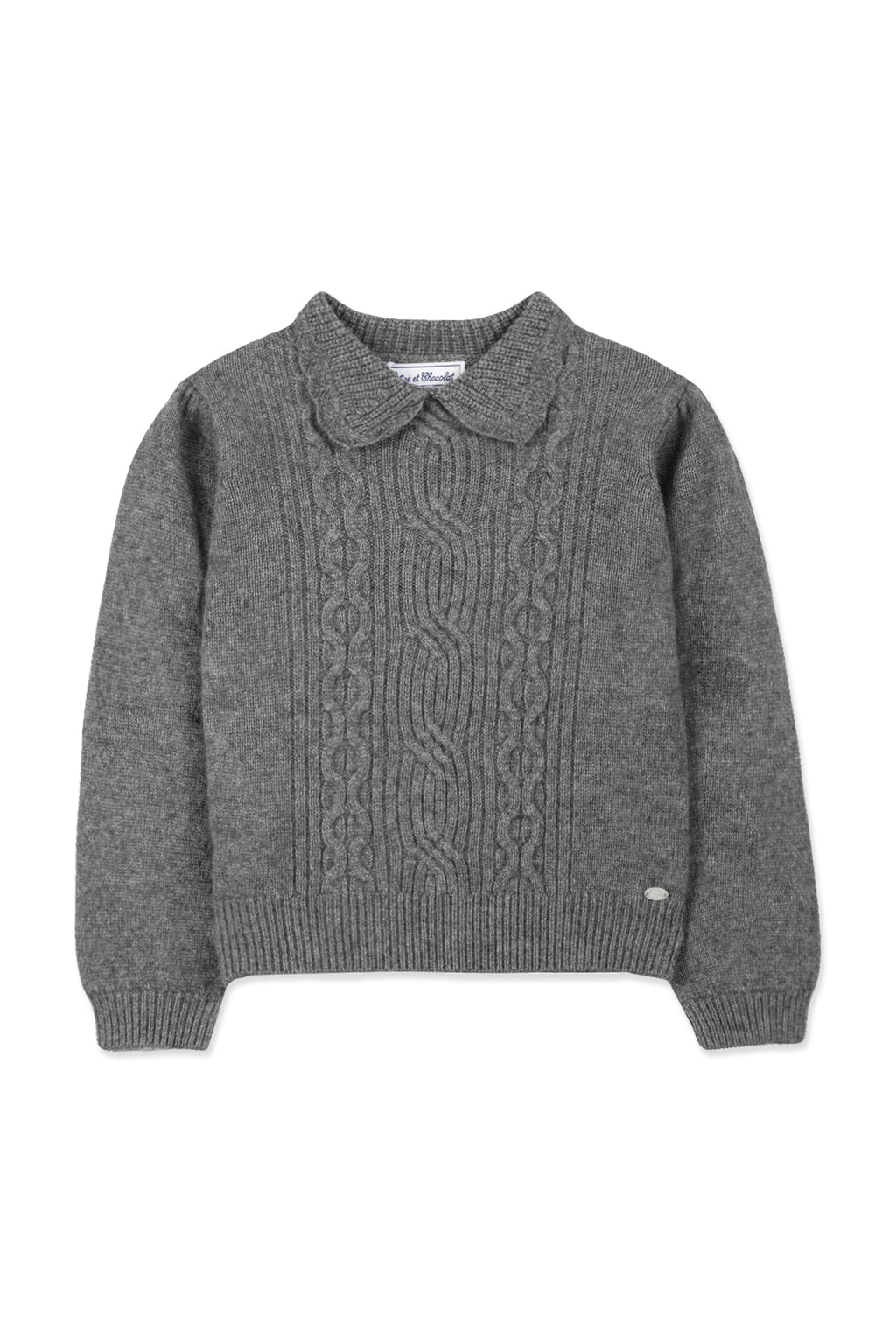 Pull - Gris chiné maille torsadé