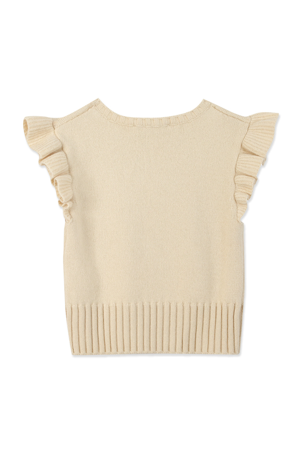 Pull sans manche - Beige maille volanté