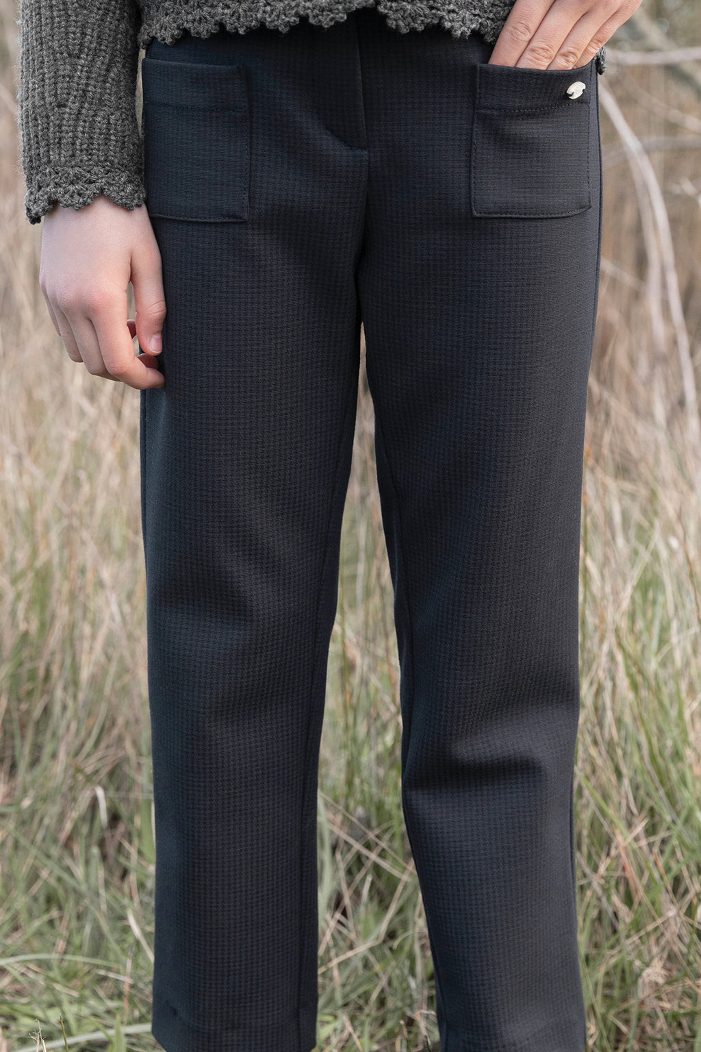 Trousers - Navy Puppytooth
