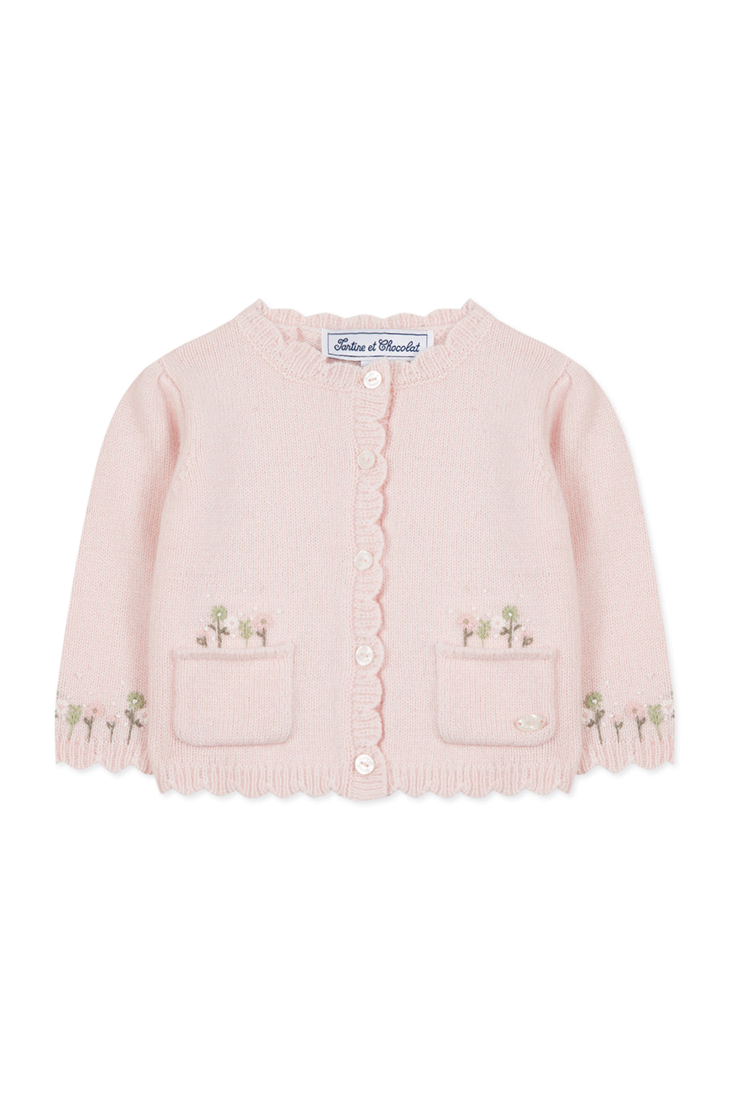 Cardigan - Pale pink Embrodery flowery