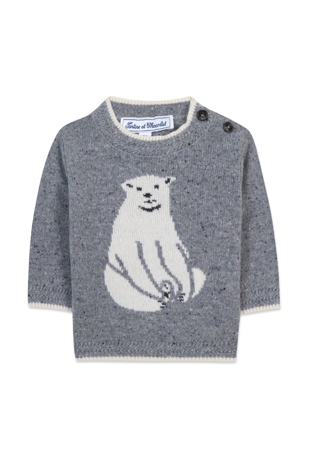 Pull - Bleu grisé illustration ours