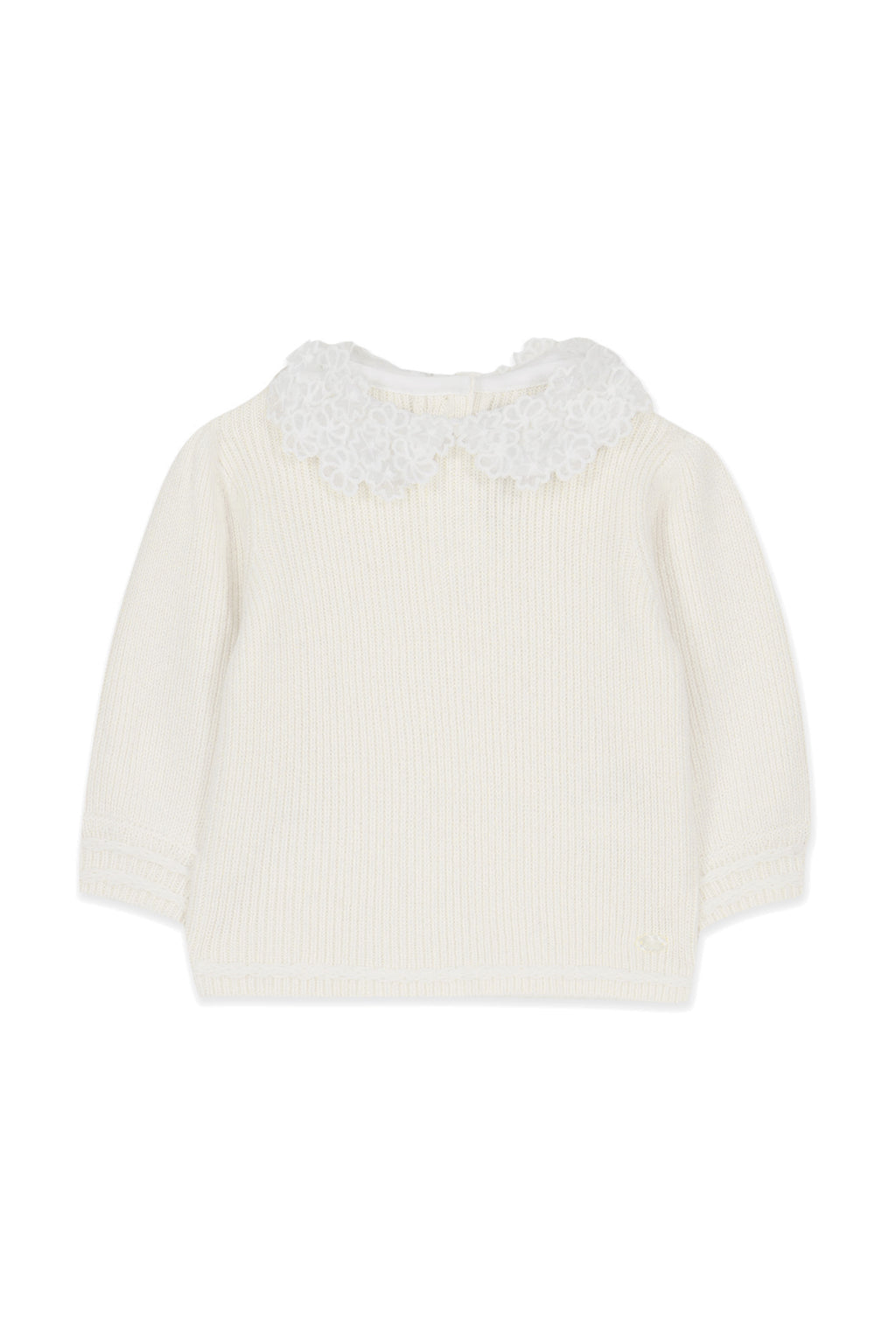 Sweater - Ecru Collar braid Embrodery