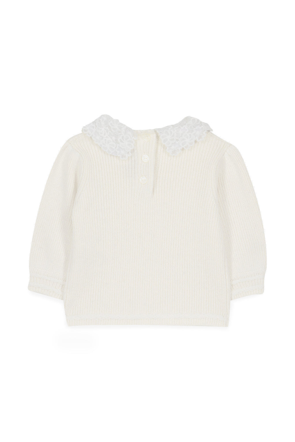 Sweater - Ecru Collar braid Embrodery