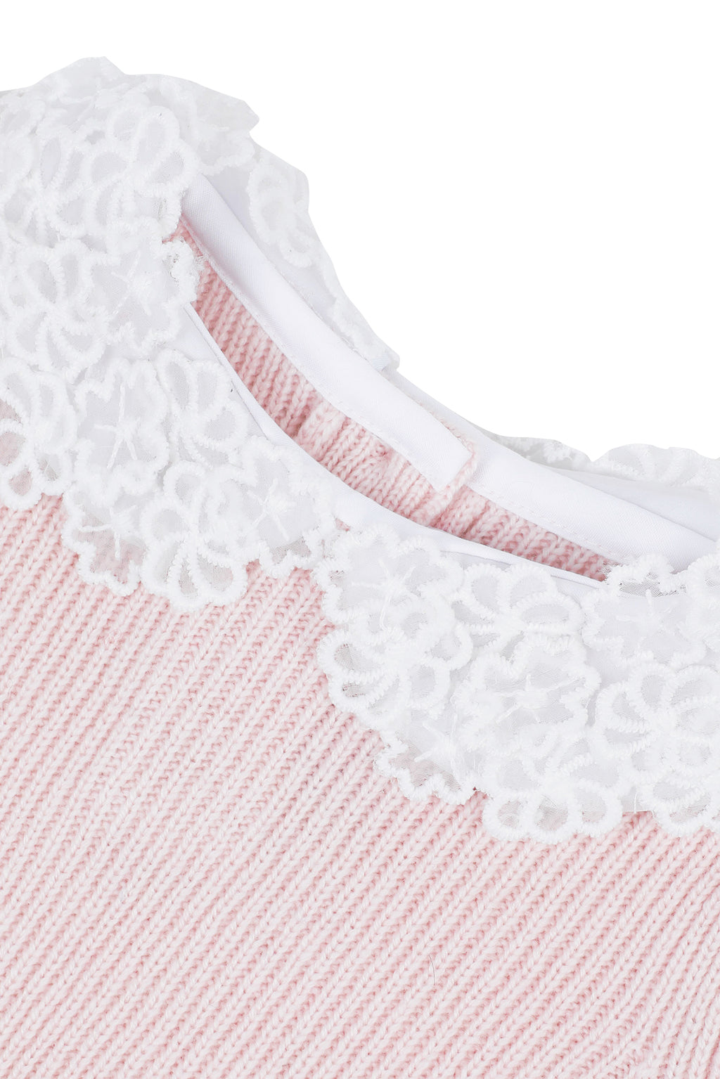 Sweater - Pale pink Collar braid Embrodery