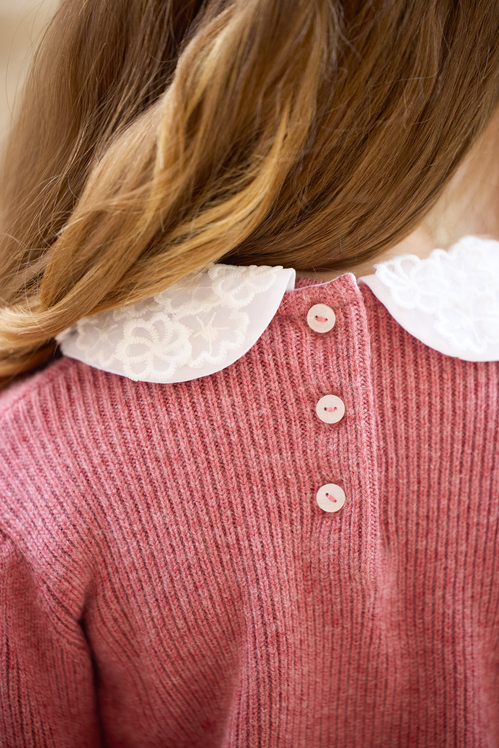 Sweater - Pink Collar braid Embrodery