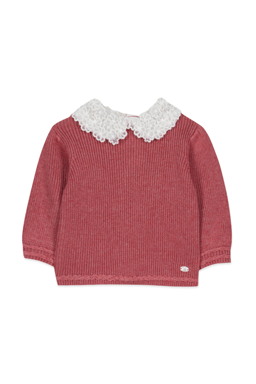 Pull - Rose col galon broderie