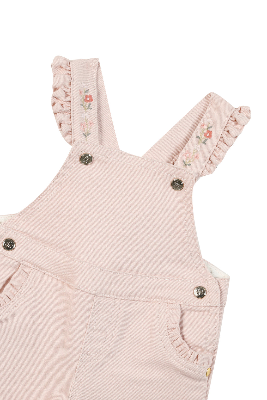 Dungaree - Cotton Pale pink Embrodery