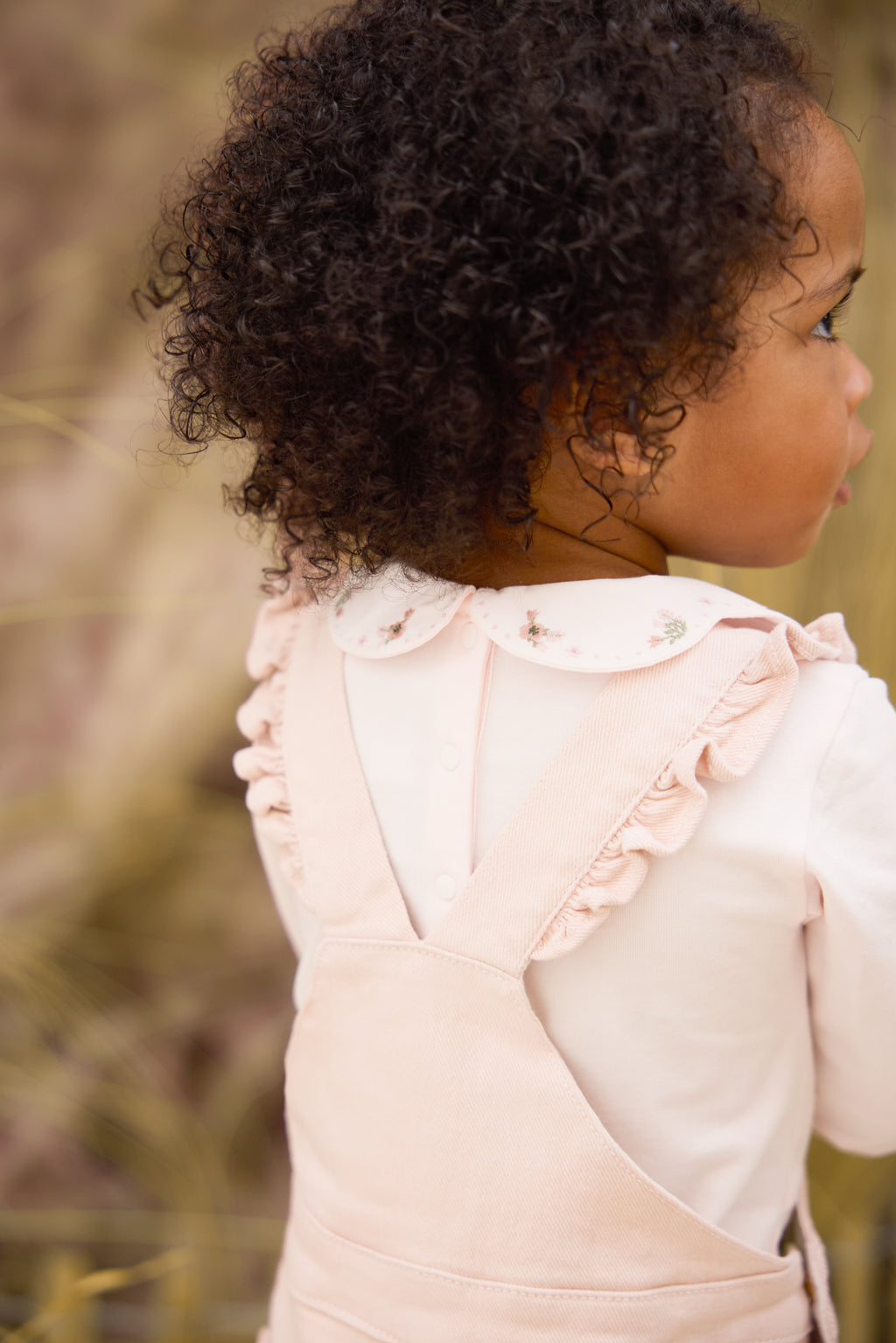 Dungaree - Cotton Pale pink Embrodery