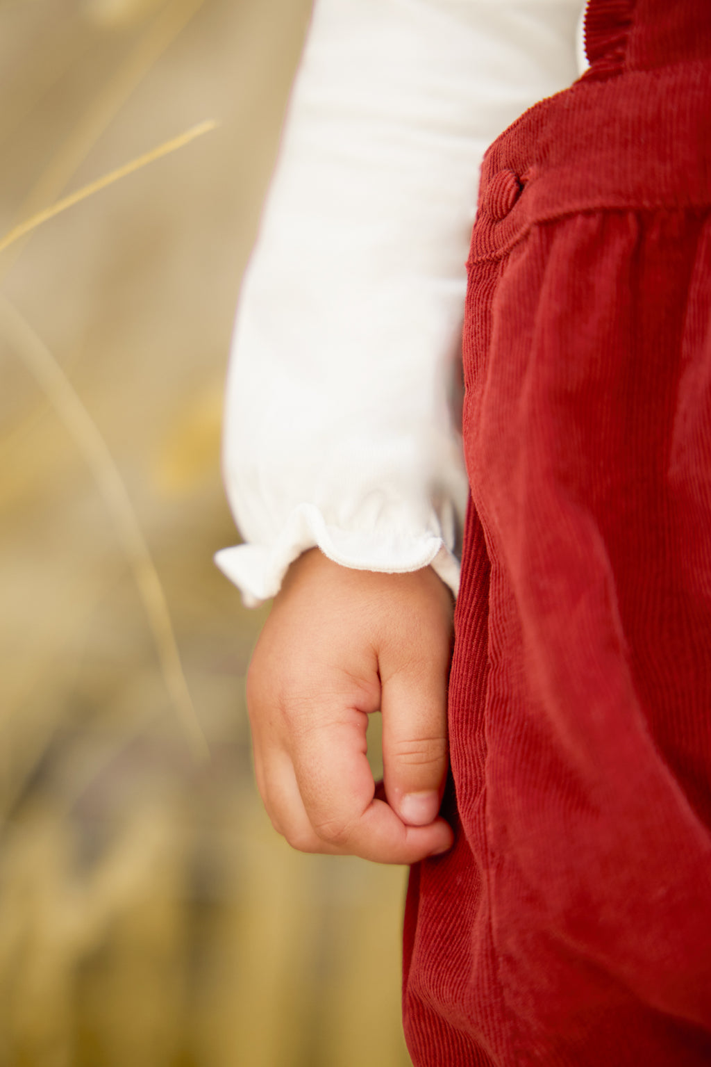 Dungaree - Red Velvet Rolling detail