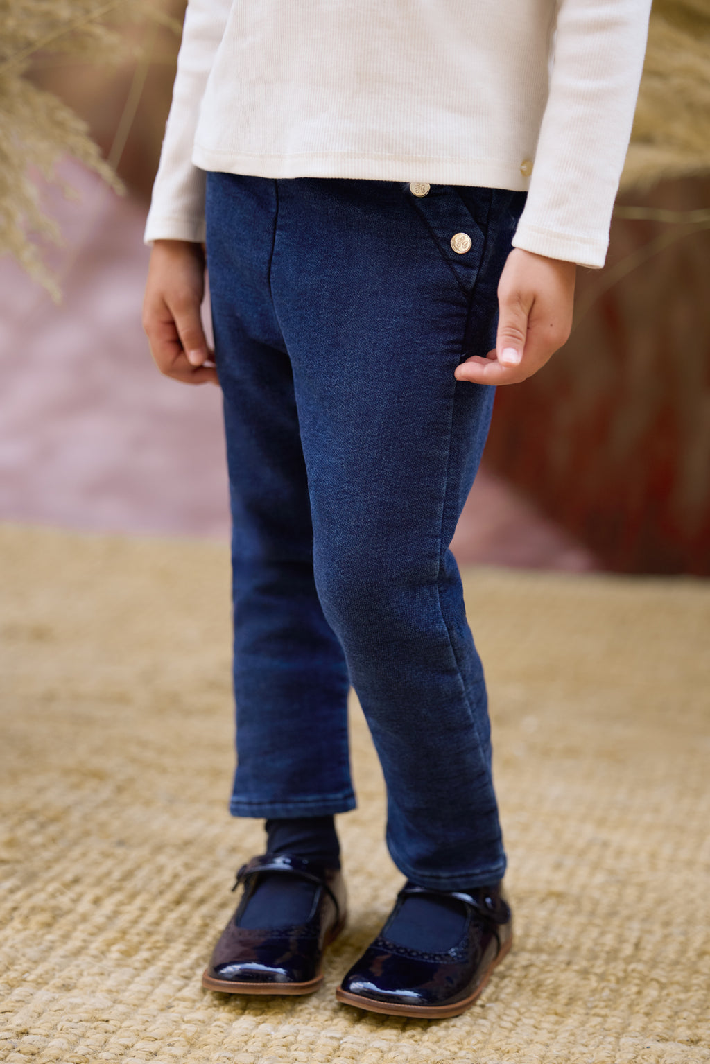 Broek - Navy details Gouden