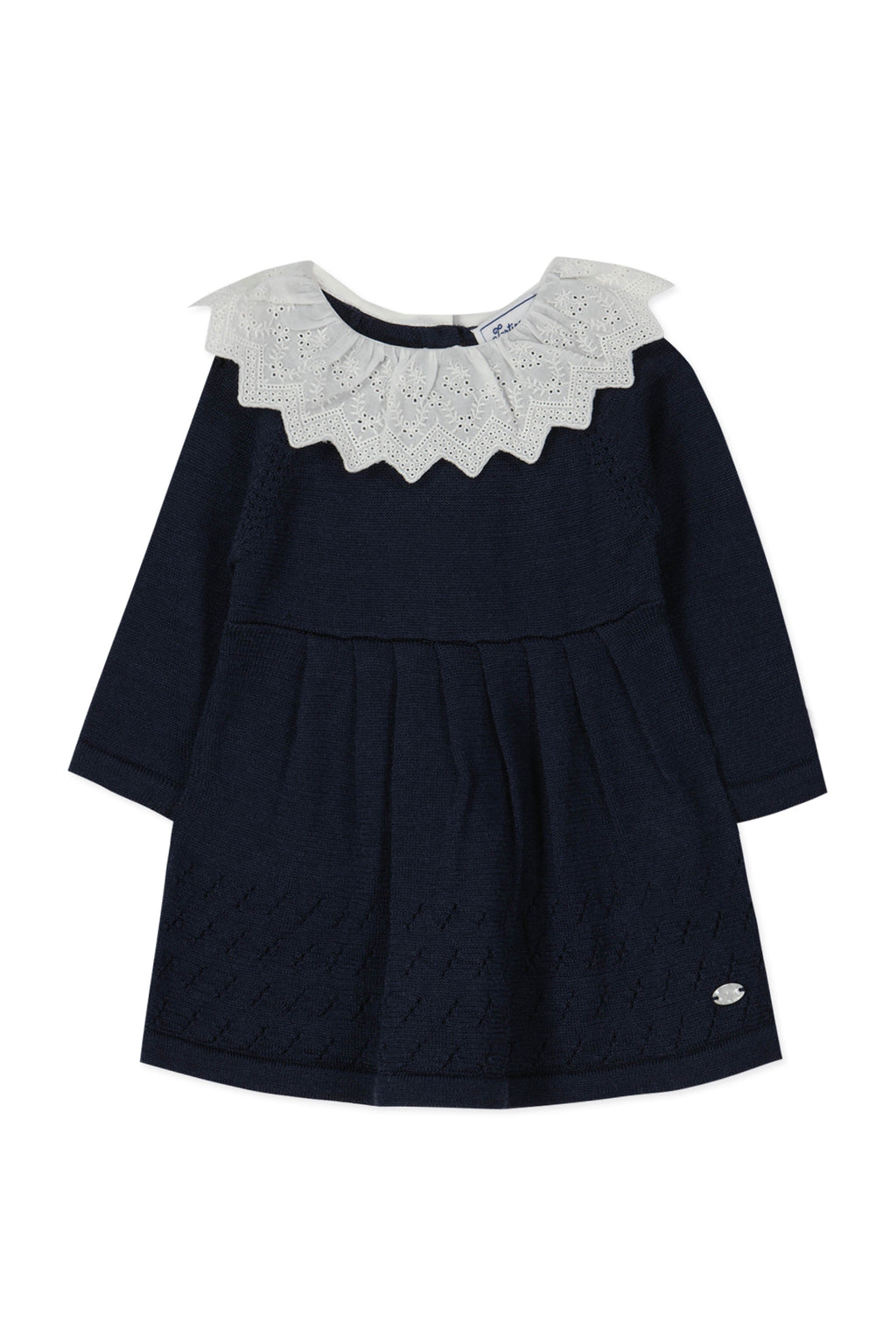 Dress - Navy Ruffled collar