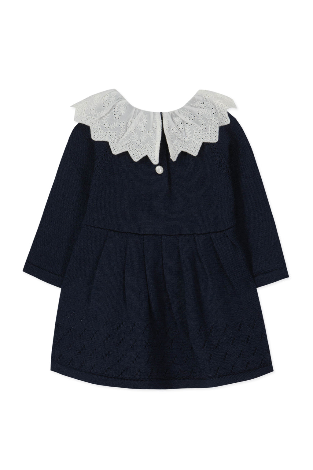 Dress - Navy Ruffled collar