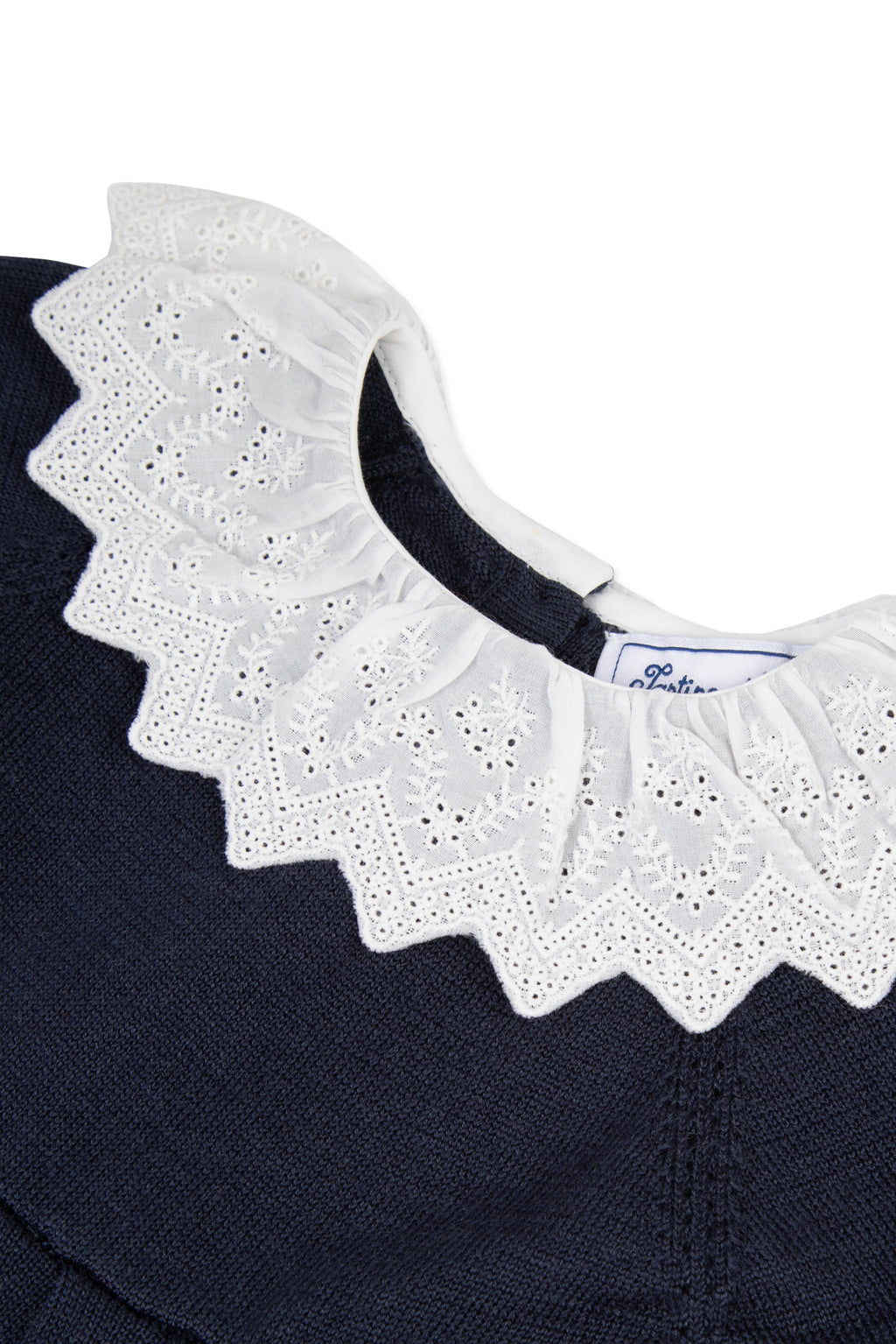 Dress - Navy Ruffled collar