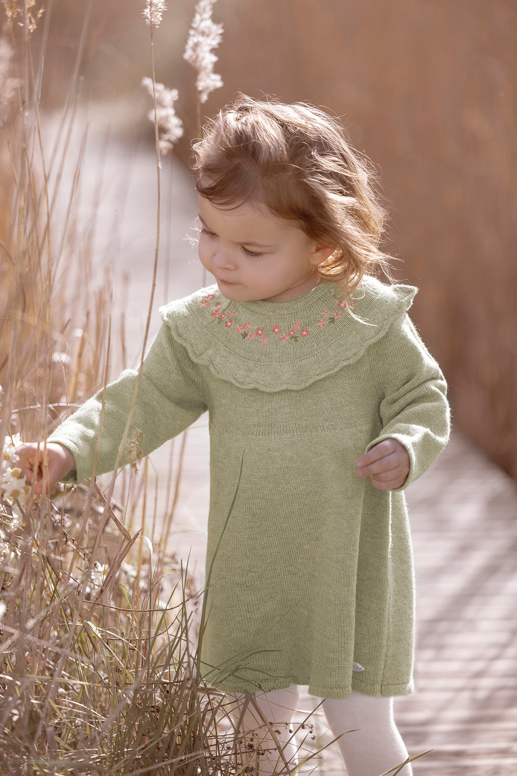 Dress - Knitwear Green Embrodery flowery