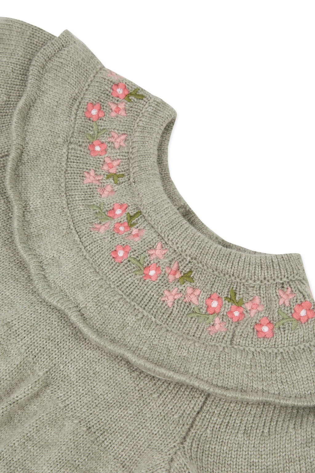 Dress - Knitwear Green Embrodery flowery