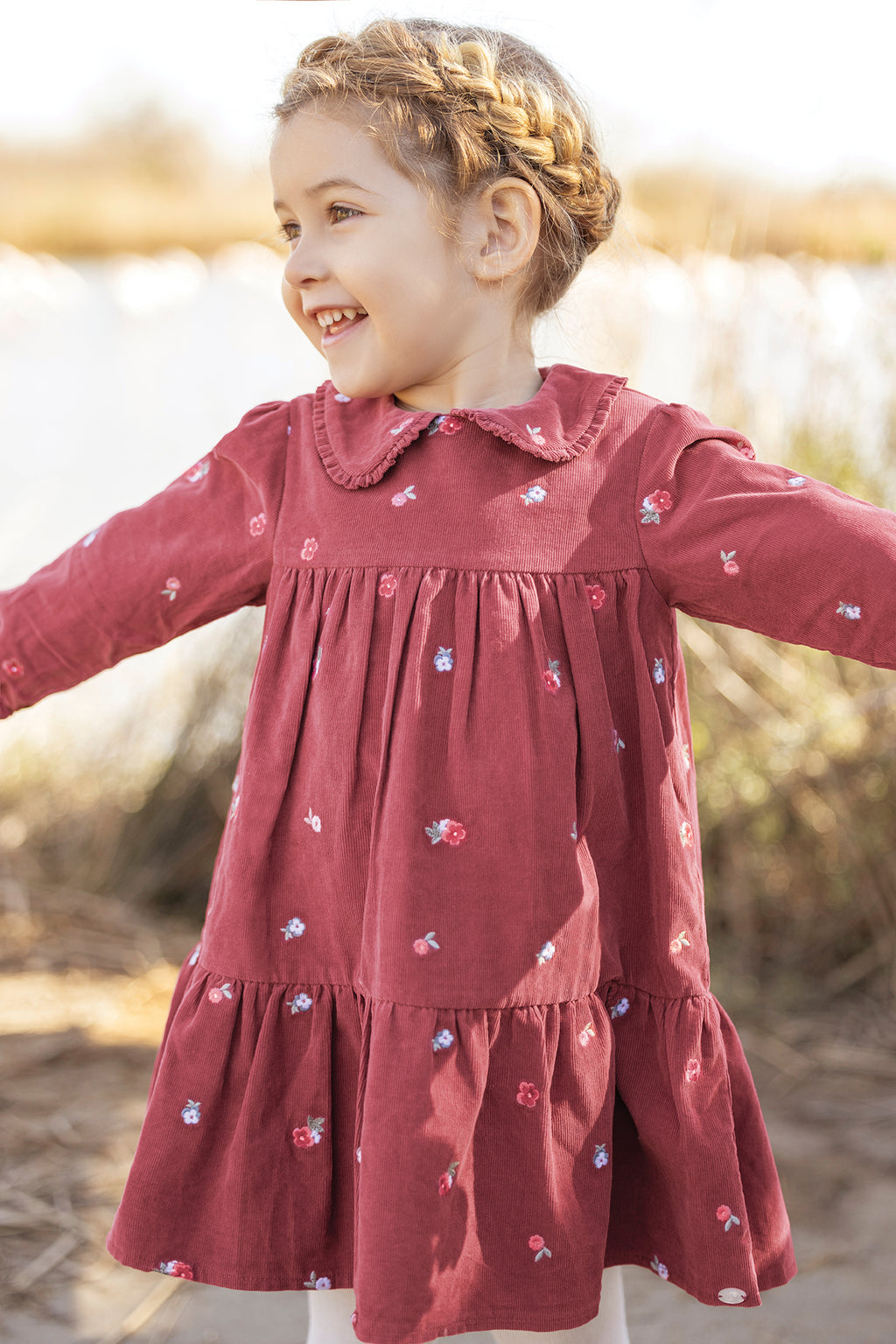 Dress - Pink Velvet Peter pan collar