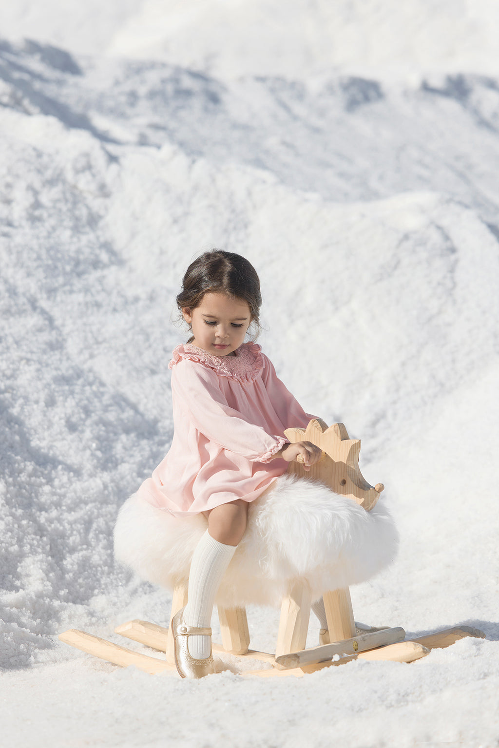 Dress - Pale pink Collar Embroidered Golden