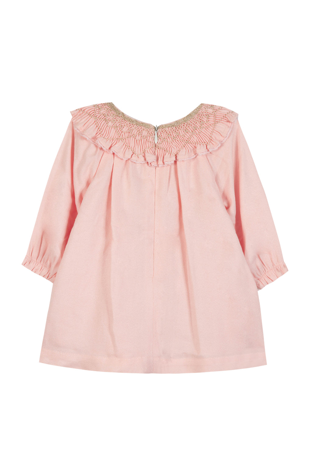 Dress - Pale pink Collar Embroidered Golden