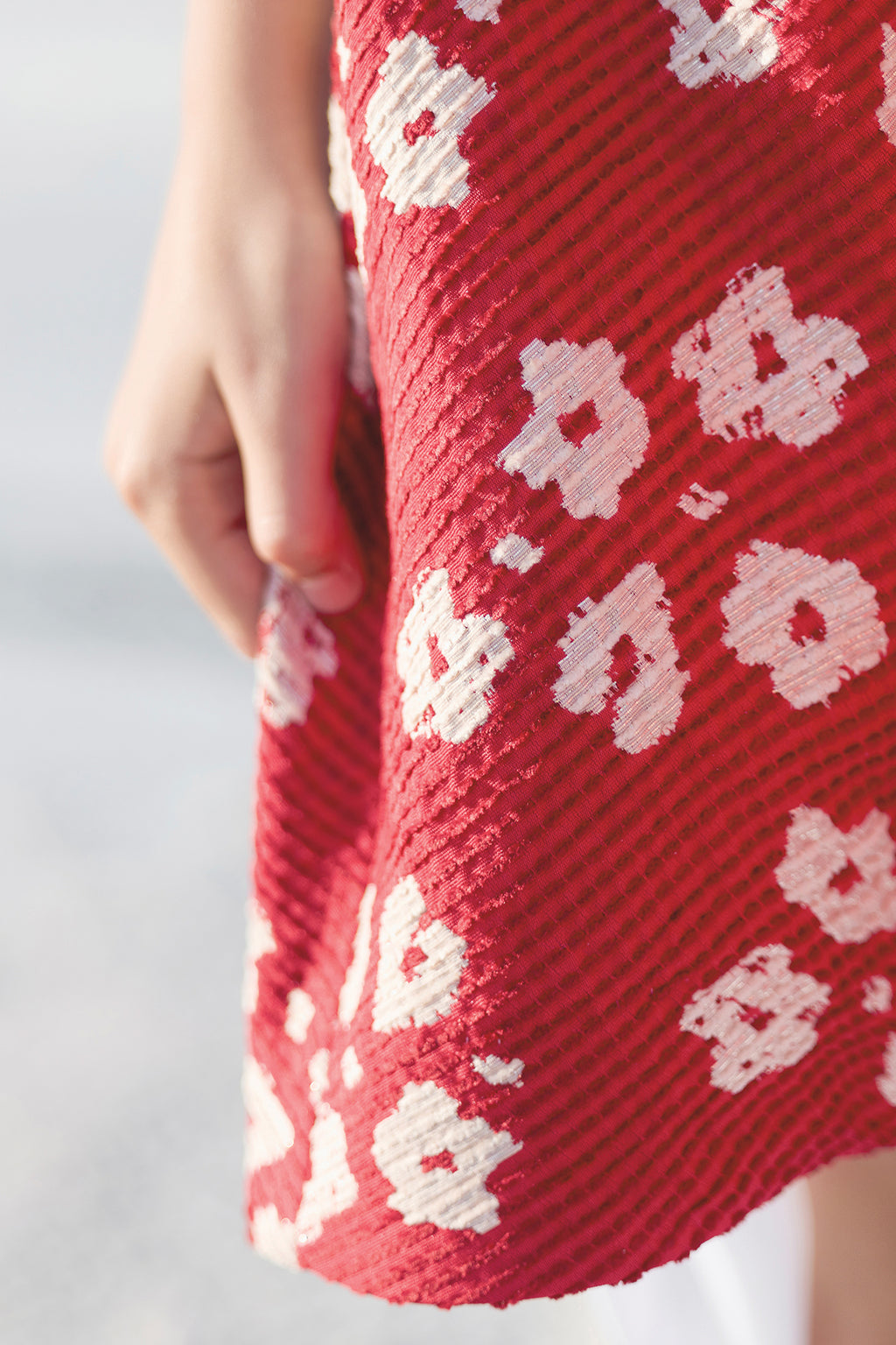 Dress - Jacquard Flowery Red