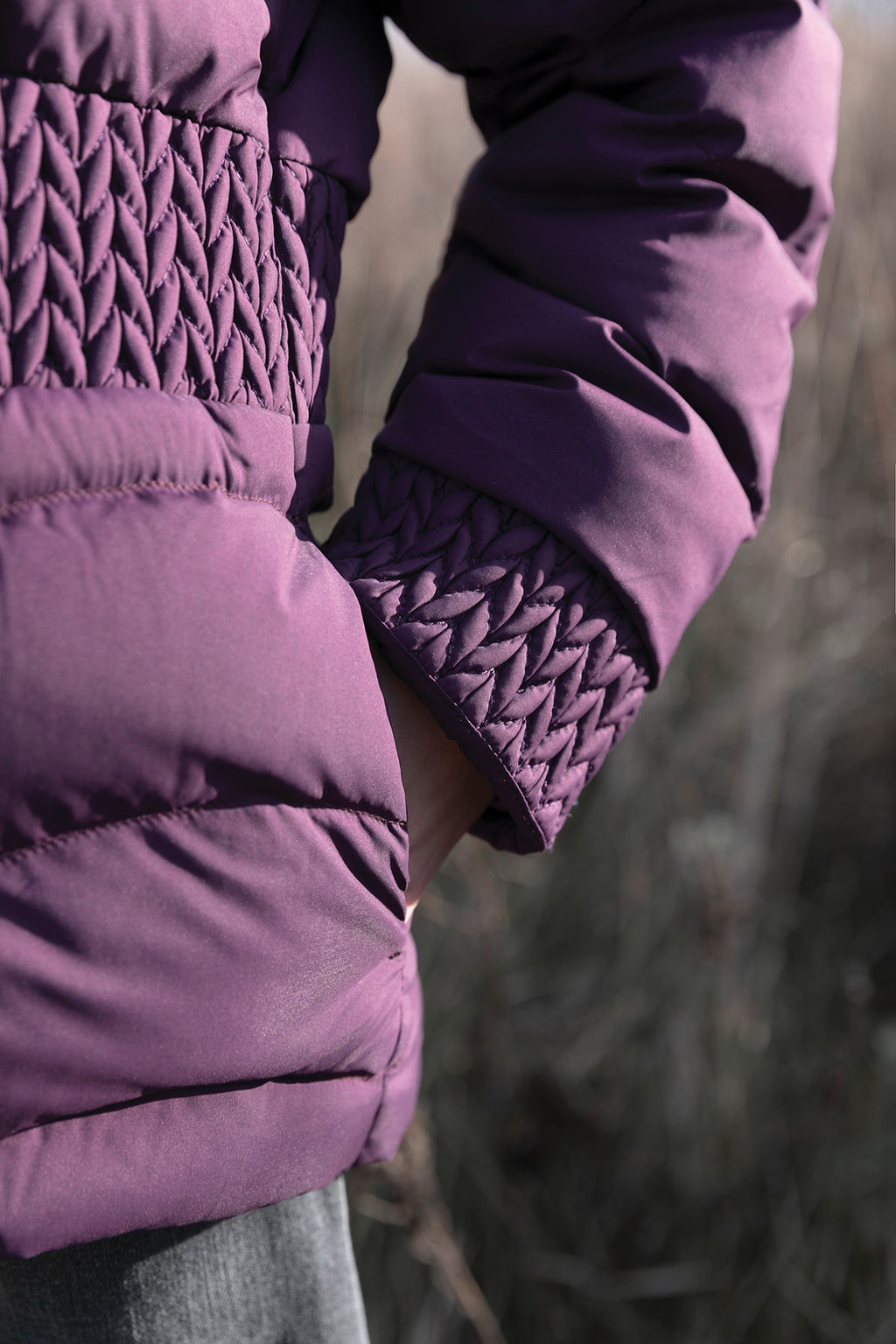 Down jacket - Purple Imitation fur