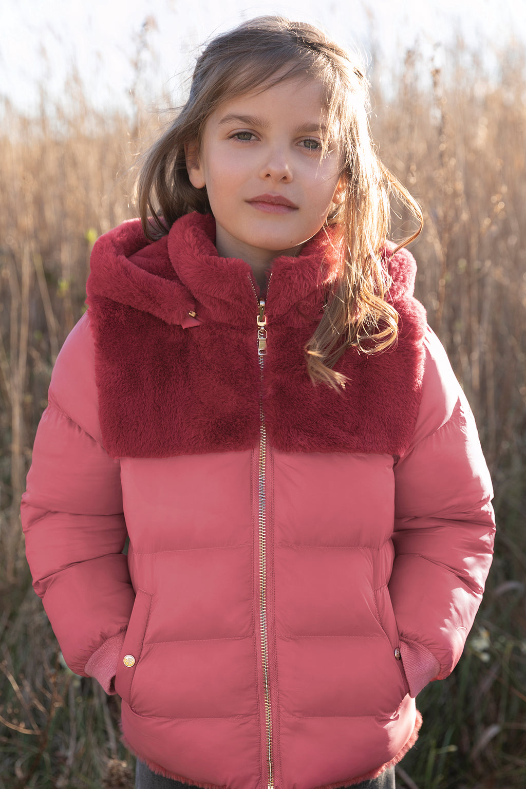 Down jacket - Water-repellent raspberry