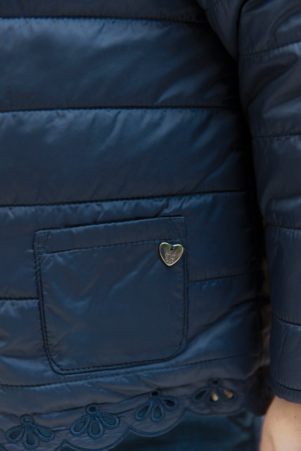 Down jacket - Navy Embrodery English