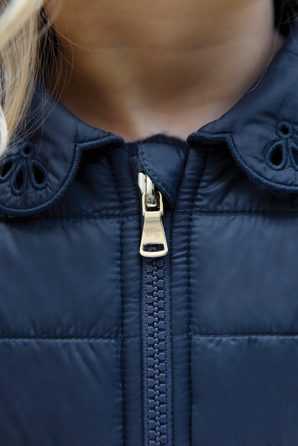 Down jacket - Navy Embrodery English