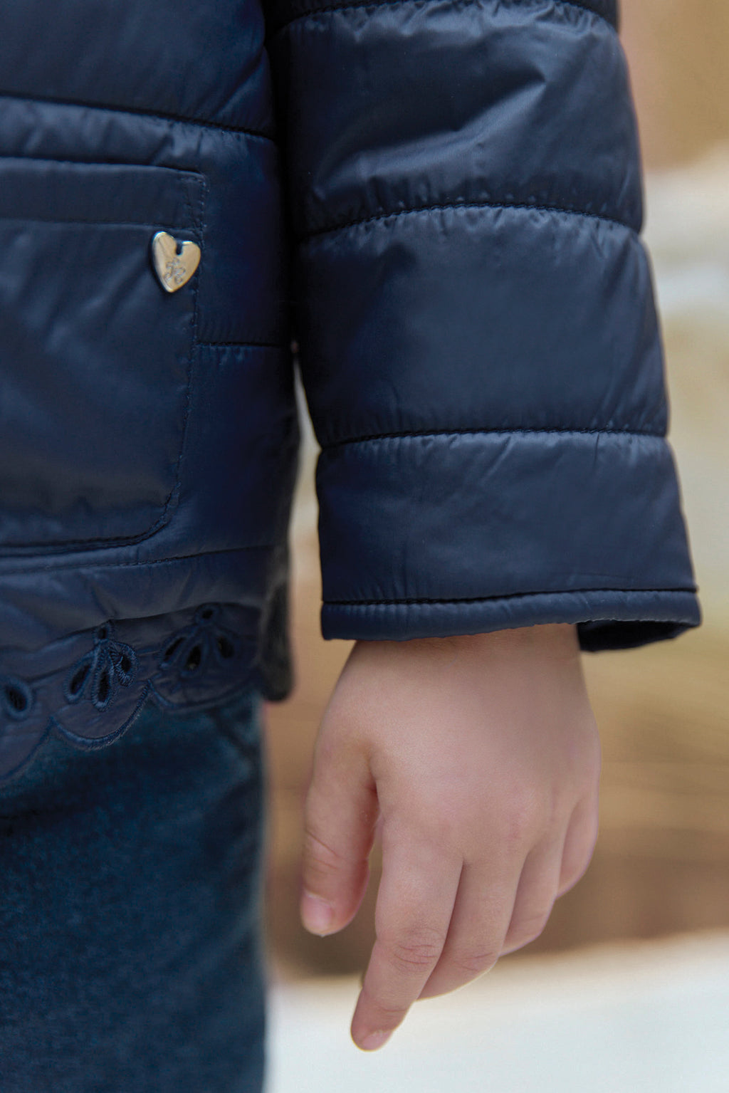 Down jacket - Navy Embrodery English