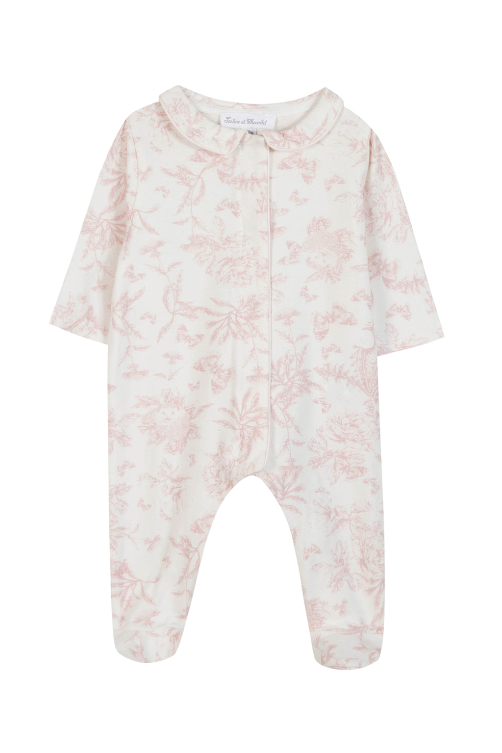 Pijama - Terciopelo Estampado inspiración Toile de Jouy Rosa pálido