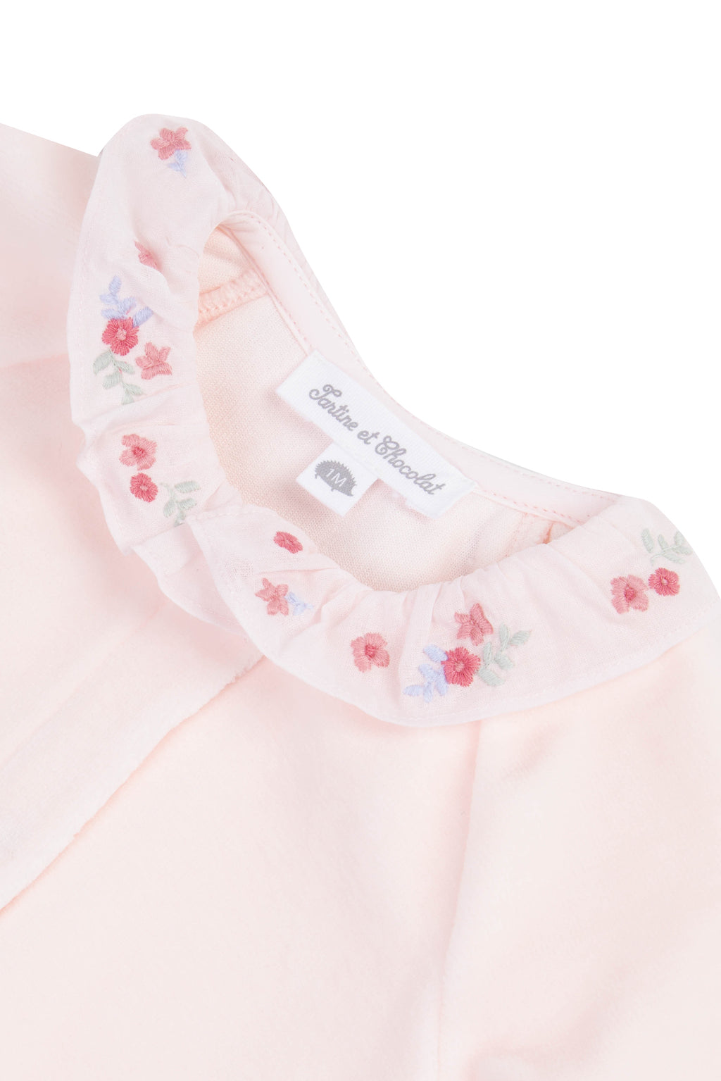 Pajamas - Velvet Pale pink Embrodery flowery