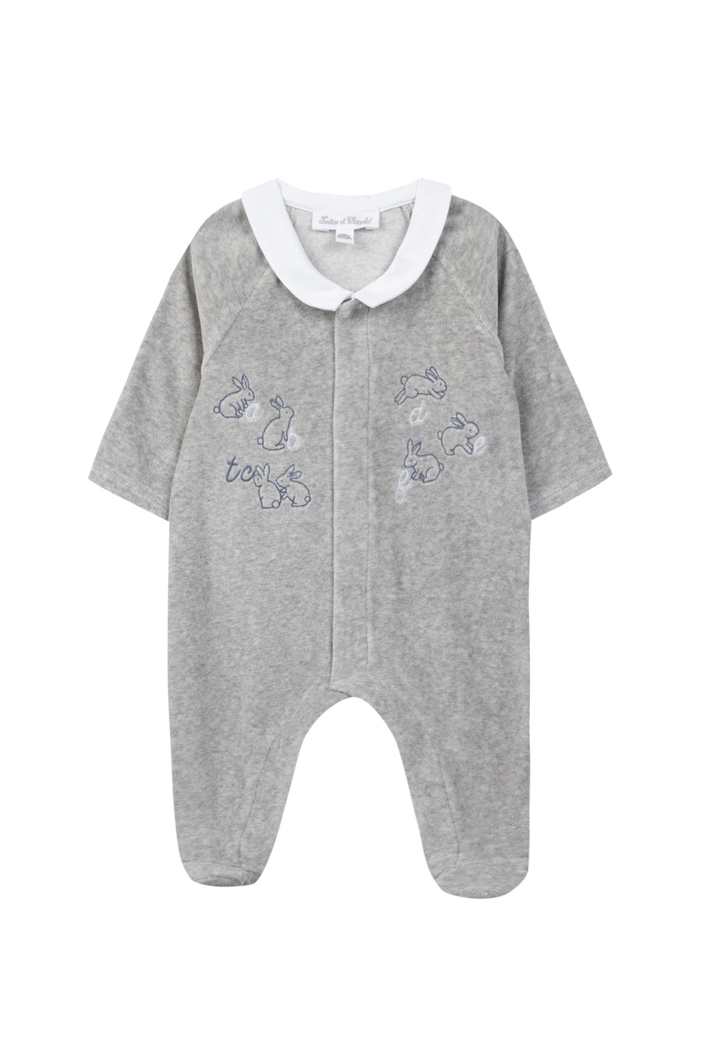 Pyjama - Gris clair velours illustration lapin