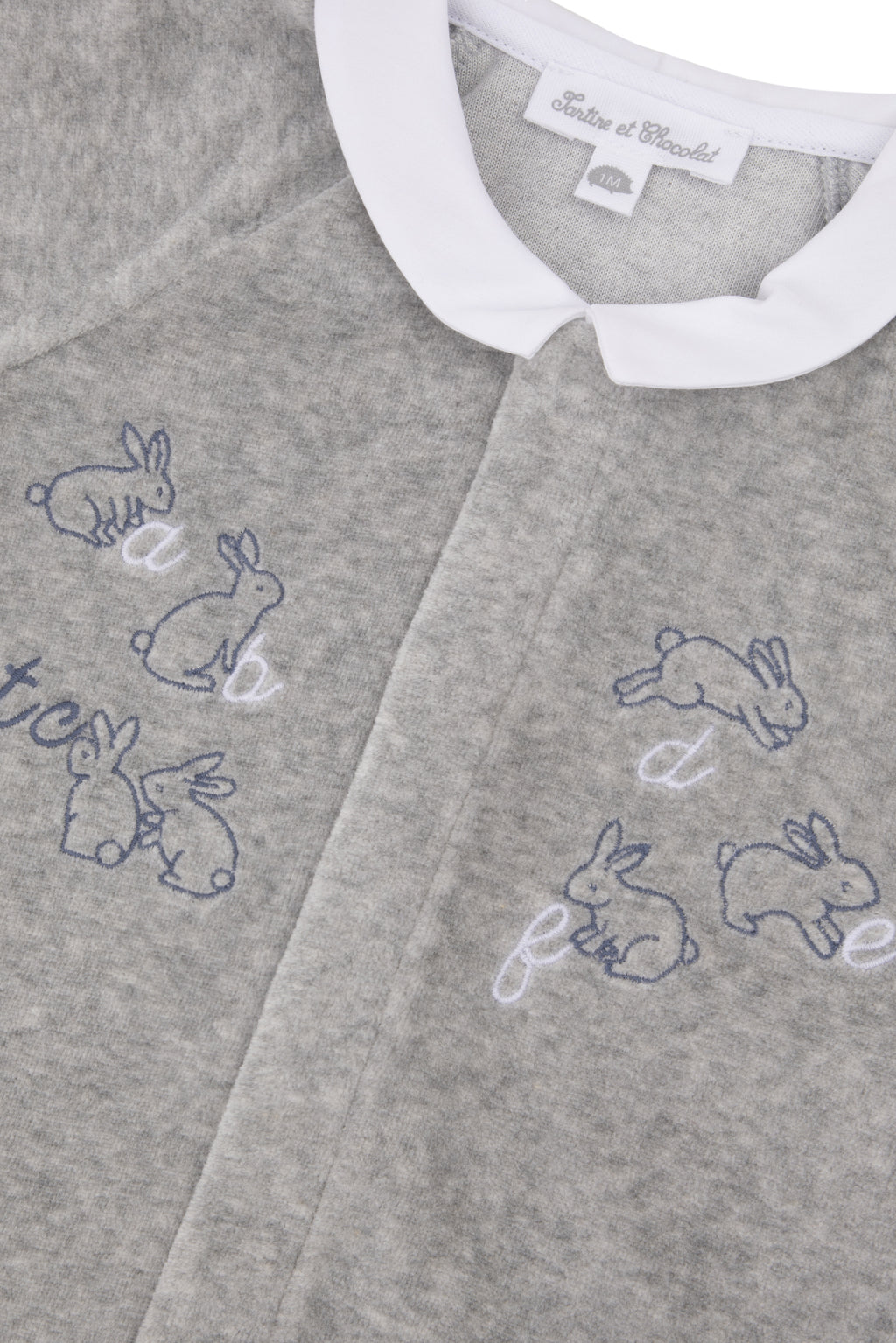 Pyjama - Gris clair velours illustration lapin