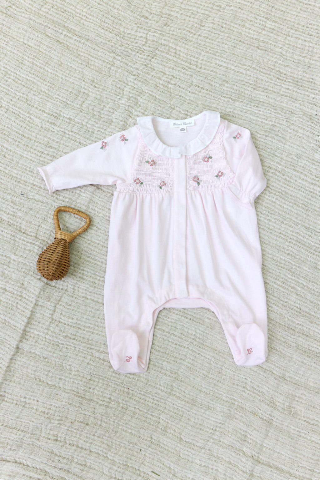 Pajamas - Pale pink Embrodery flowery