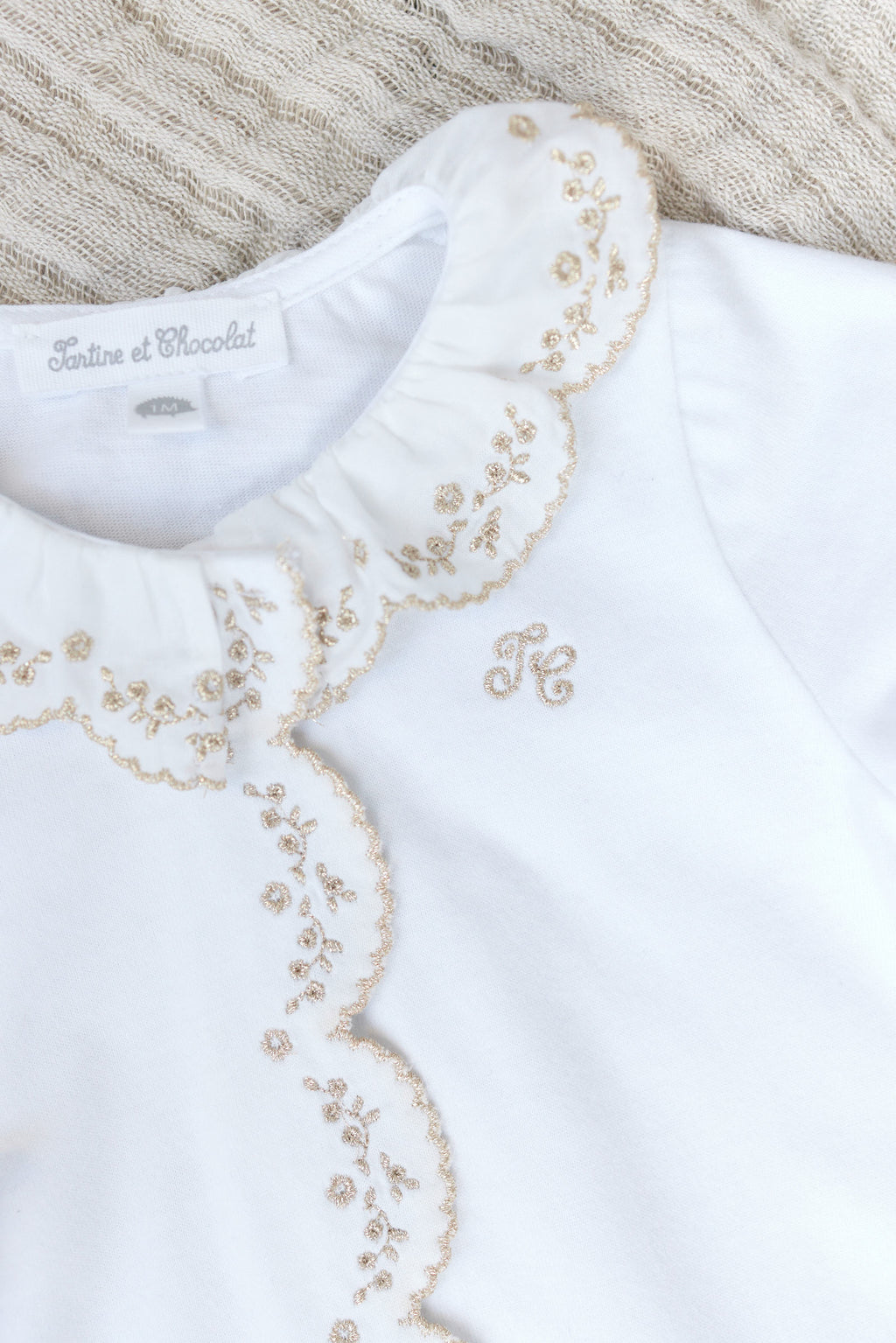 Pyjama - Weiss Jersey -Details GoldenS