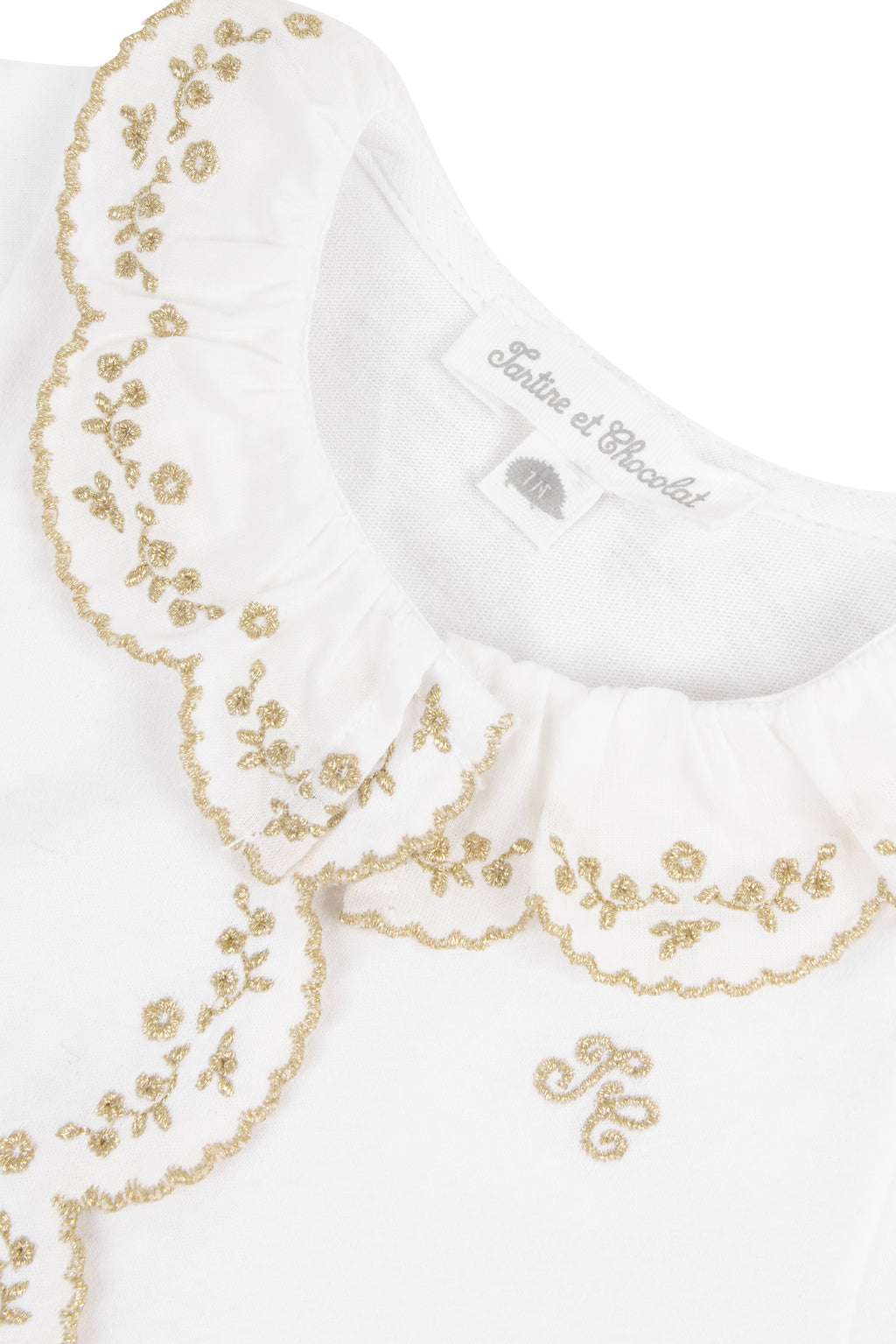 Pyjama - Weiss Jersey -Details GoldenS