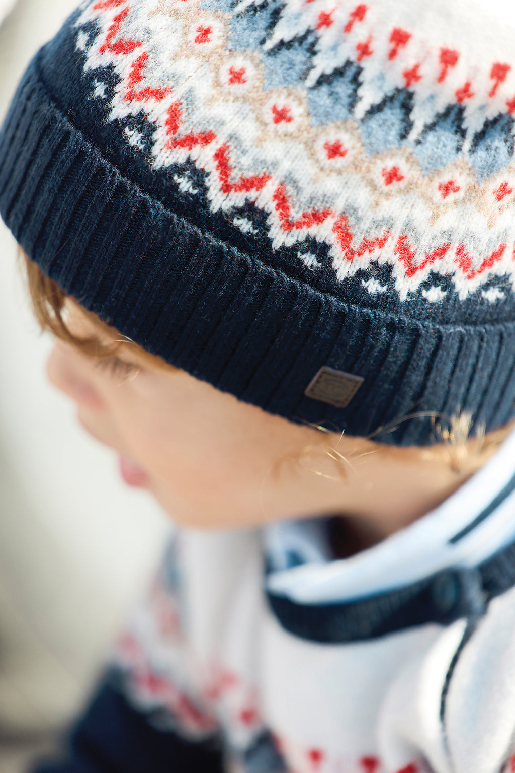 Beanie - Navy Wool And jacquard